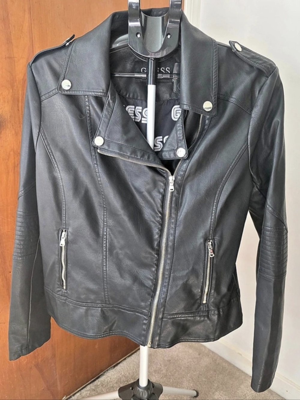 GUESS Faux-Leather Moto Jacket
